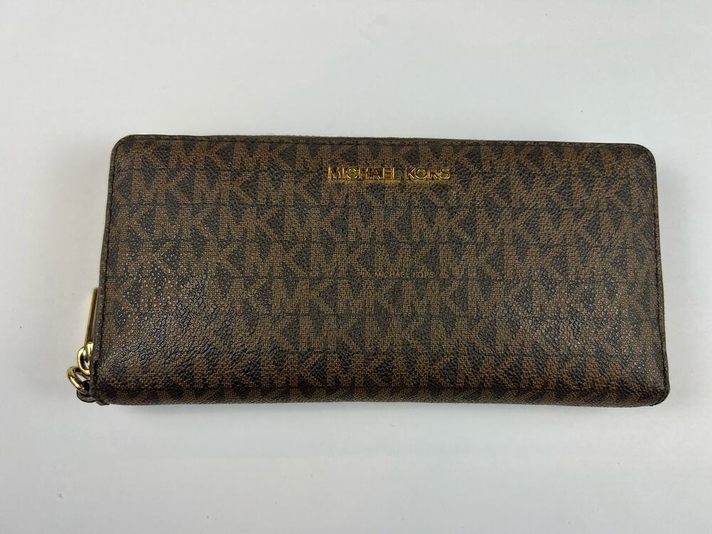 Michael Kors Jet Set Travel Continental Women's Wallet - Brown/Acorn MK (see Pic